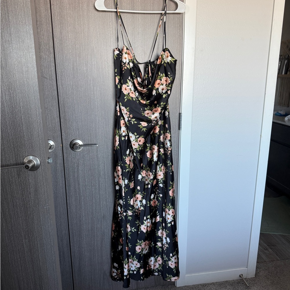 Old Navy Black and Pink Floral Maxi Dress